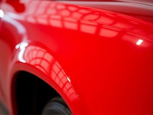 Deep gloss on a red sports car after ceramic coating